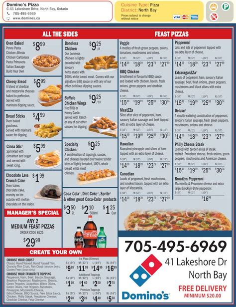dominos pizza north bay   lakeshore dr canpages