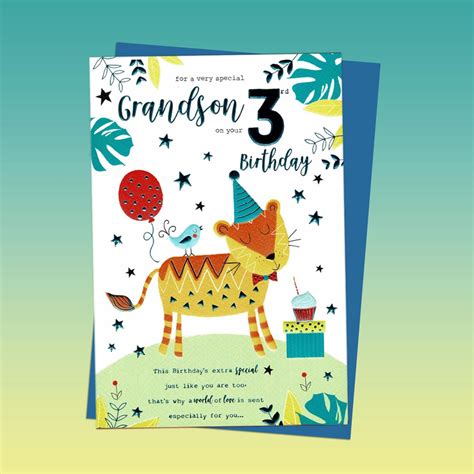Special Grandson Age 3 Birthday Card