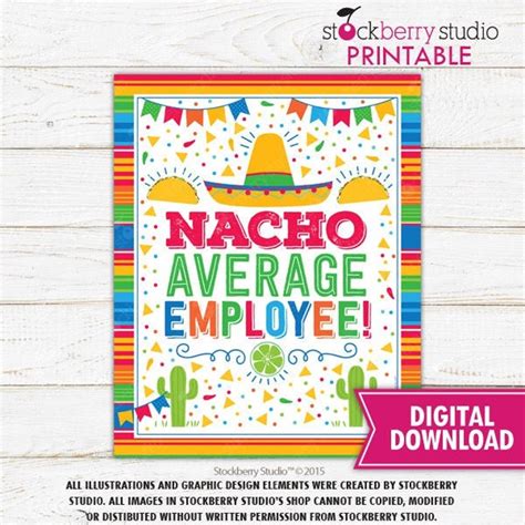 nacho average employee  printable printable world holiday