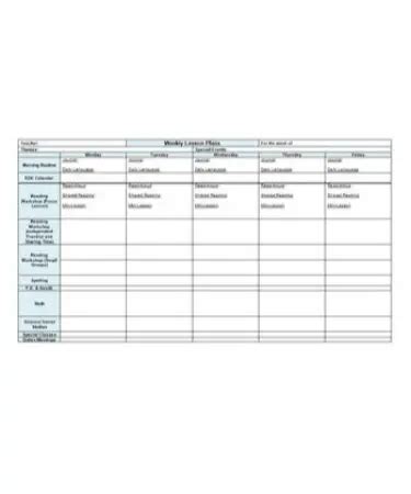 printable lesson plan   word  documents