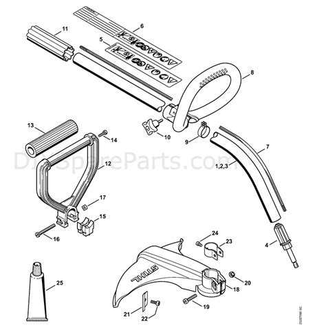 stihl fs  brushcutter fs mix parts diagram drive tube assembly loop handle