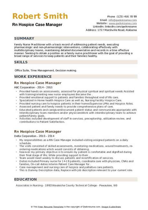 rn case manager resume template