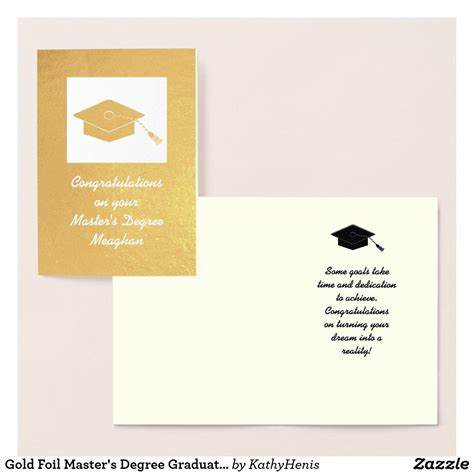 gold foil masters degree graduation card zazzlecom   graduation cards high school