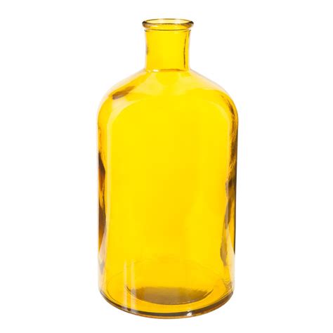 Decorative Glass Bottle Yellow H 28cm Maisons Du Monde