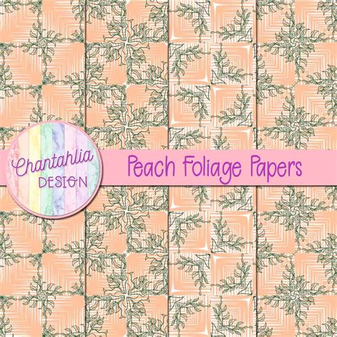 digital papers featuring peach foliage designs