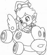 Mario Kart Coloring Pages Baby Peach Princess Bros Drawing Super Car Wii Draw Daisy Driving Her Luigi Step Colouring Kids sketch template