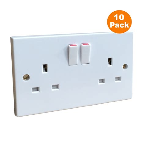 pack  white double wall sockets  gang square edge homesmart