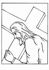 Kreuz Tragen Ausmalen Ausmalbild Kreuzigung Ostern Testament Auferstehung sketch template