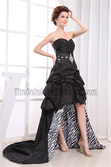 black strapless high low prom dress evening party dresses