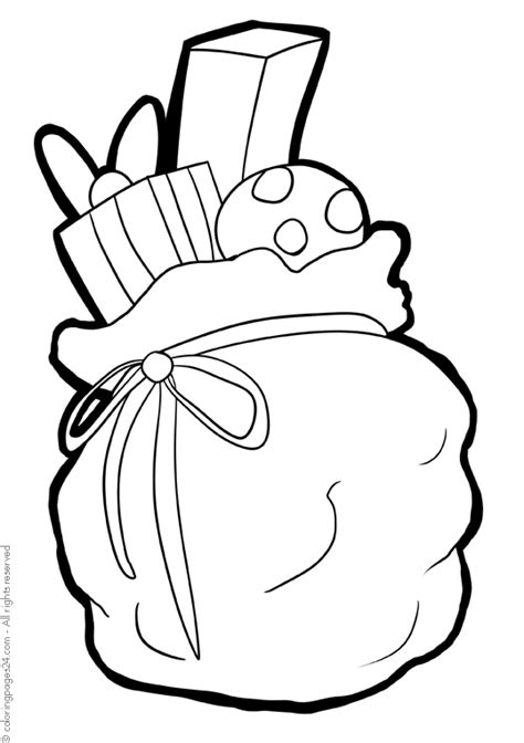 bag full  christmas presents coloring pages