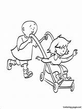 Caillou Coloring Stroller Pushing Pages Rosie Color Print Drawing Printable Children Template Getcolorings 1coloring sketch template