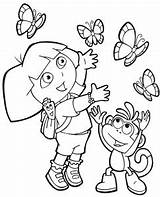Dora Boots Butterflies Topcoloringpages Małpka Motylki sketch template