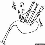 Bagpipes Coloring Pages Instruments Bag Pipes Color Drawing Musical Easy Online Drawings Bagpipe Colouring Kids Music Cute Crafts Books Chapeau sketch template