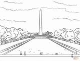 Washington Coloring Monument Pages Printable Memorial Dc Drawing National Monuments Supercoloring Colorings Printables sketch template