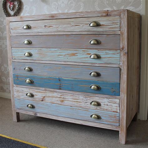 drawer wooden blue chest  drawers melody maison