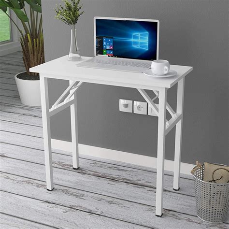 soges  inches folding desk  assembly sturdy small writing desk  small spaces white
