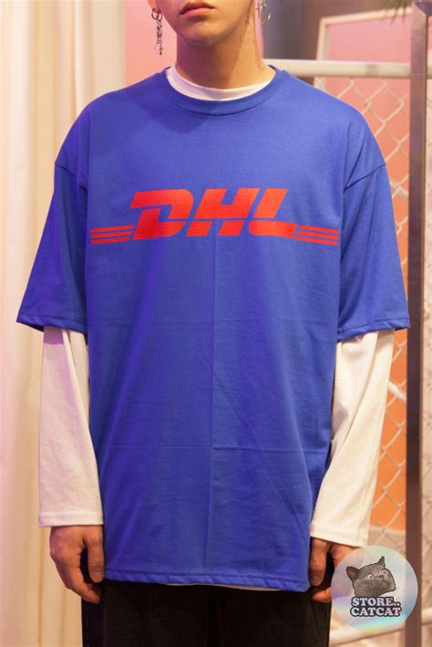 dhl logo spoof  shirt  blue store cat cat  store powered  storenvy