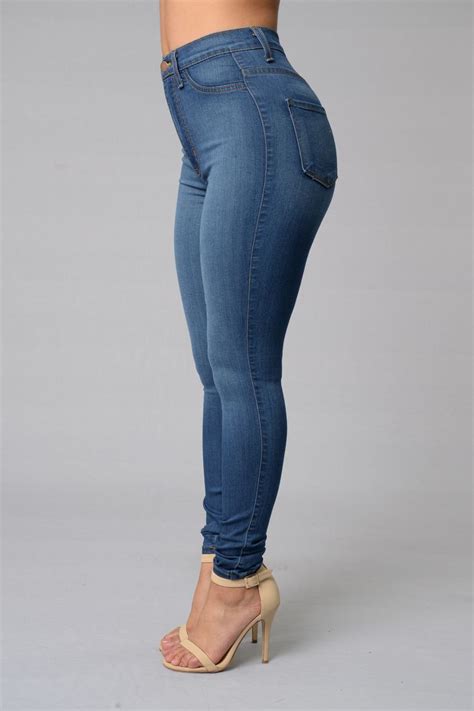 classic high waist skinny jeans medium blue para