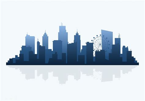 blue silhouette cityscape background vector  image  rawpixel