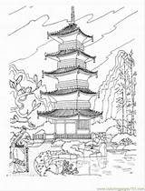 Pagoda Buddhist Japanische Pagode Temples sketch template