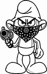 Gangsta Smurf Thug Wecoloringpage Getcolorings sketch template