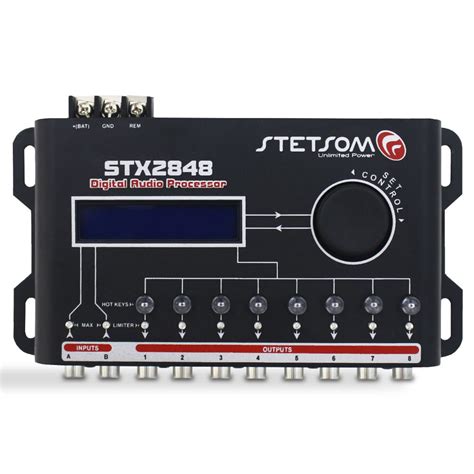 processador audio automotivo stetsom stx   canais digital crossover equalizador gain delay