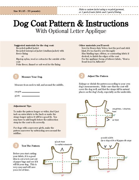 large dog coat sewing patterns  printable printable templates