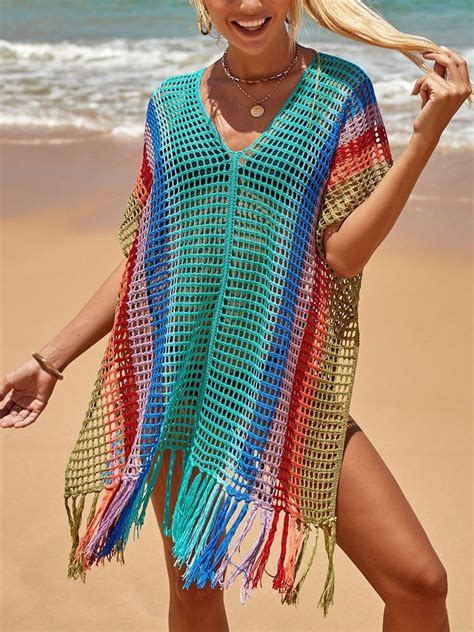 Color Blue 1 Knit Beach Dress Beach Crochet Swimwear Cover Swimsuit