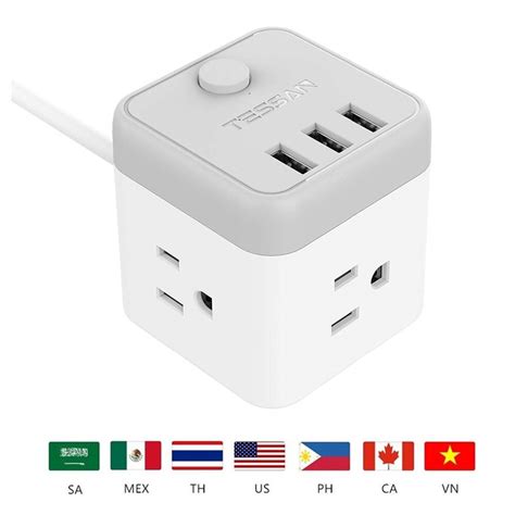 tessan portable mini power strip   usb switch control  outlet charging station pop socket