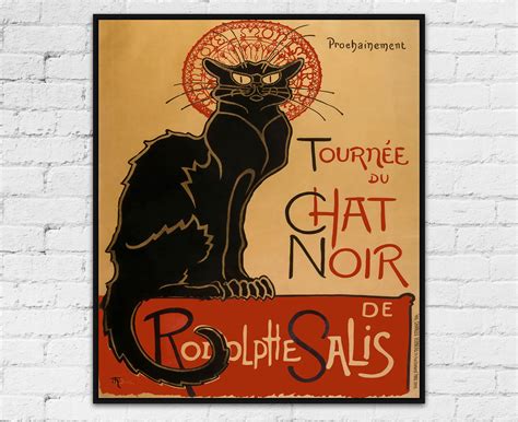 le chat noir poster  theophile alexandre steinlen black cat etsy