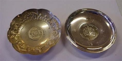silver coinmedal set dishes   bowls comports  dishes