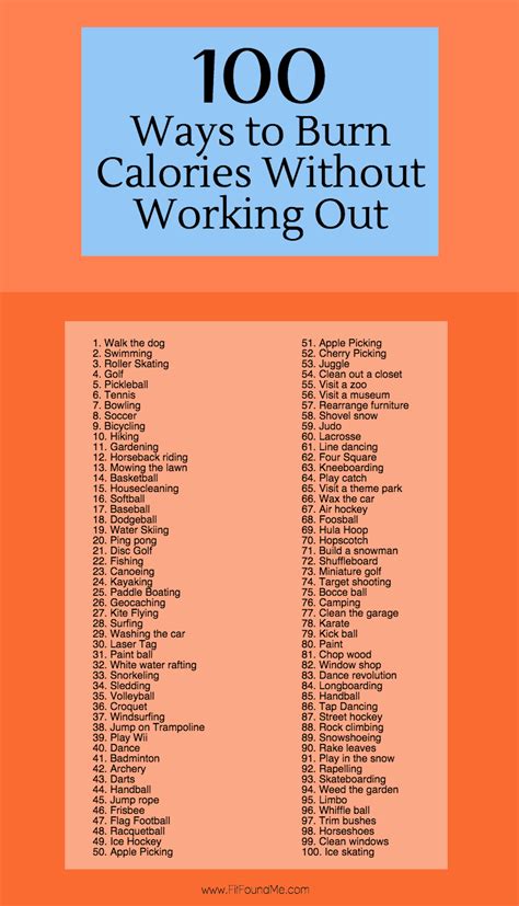 100 ways to burn calories without working out fit found me