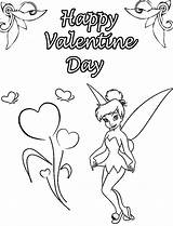 Coloring Pages Valentines Happy Valentine Disney Printable Tinkerbell Cartoon Kids Color Tinker Bell Characters Fairy Popular sketch template