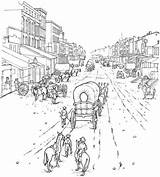 Coloring Pages Western Town Wagon Adult Covered Sheets Kids Adults Native Book Little House Prairie Old Books Dover Pioneer Choose sketch template