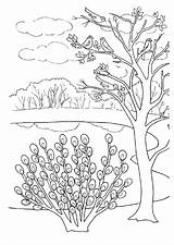 Spring Coloring Pages Landscape Nature sketch template