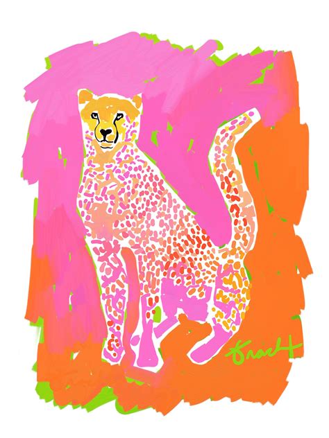preppy leopard print pink cheetah leopard chinoserie art
