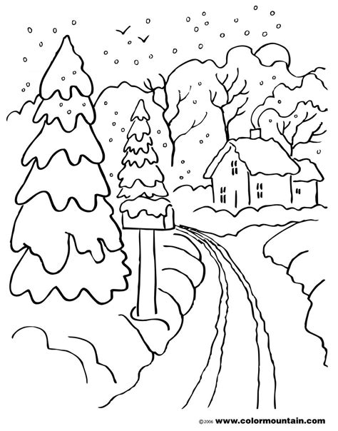 winter landscape coloring pages  getdrawings