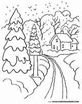 Coloring Winter Pages Scene Christmas Snow Rainy Wonderland Landscape Drawing Storm Printable Kids House Adults Color Carol Getcolorings Interior Jackson sketch template