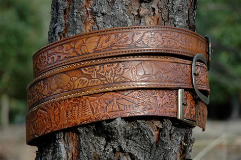 vintage hand tooled leather belt collection  western etsy