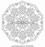 Mandala Coloring Hearts Flower Shutterstock Stock Valentines Illustration Valentine Preview sketch template