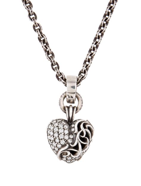 chrome hearts diamond heart pendant necklace sterling silver pendant necklace necklaces