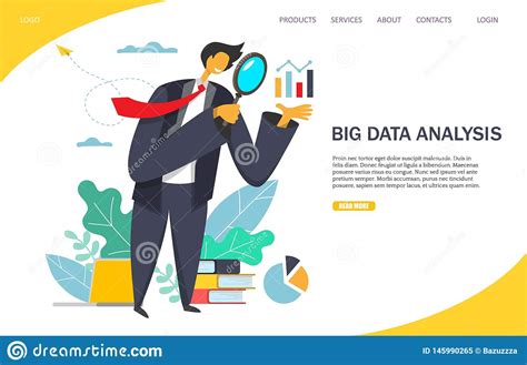 big data analysis vector website landing page design template stock
