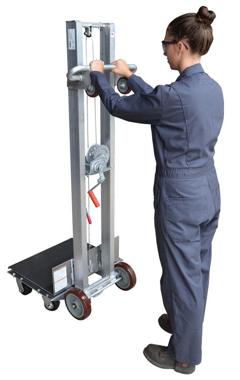 grainger approved manual lift manual push platform lift  lb load capacity lifting height