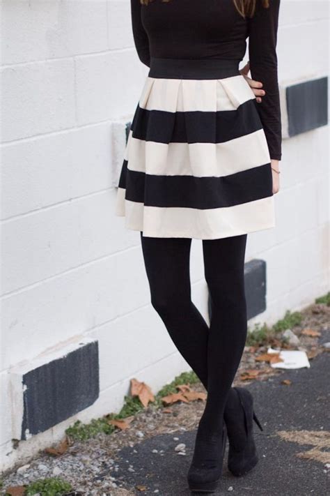 Black And White Striped Skirt Love It With Black Tights