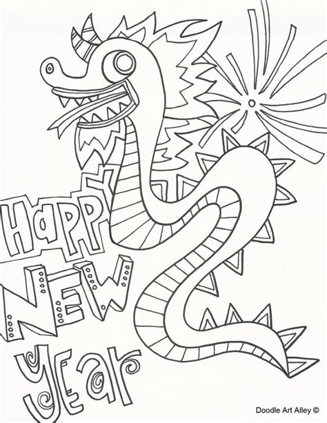chinese  year coloring pages  doodle art alley print  enjoy