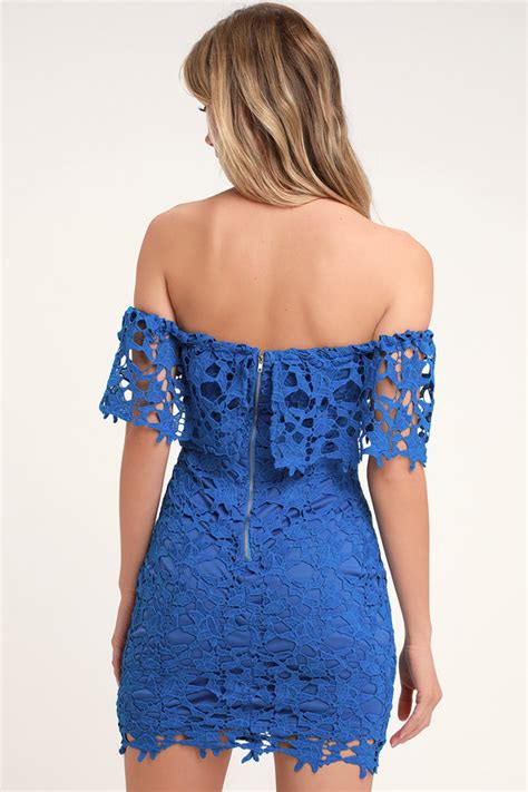 Sexy Blue Lace Dress Crocheted Lace Dress Lace Bodycon Dress