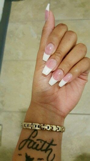 French Manicure Long Coffin Nails Mighty Bonita