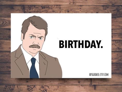 Ron Swanson Birthday Printable Birthday Card Funny