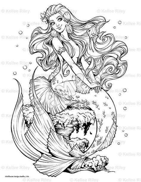 mermaid siren coloring pages  adults
