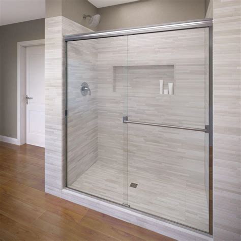 basco classic 60 in x 70 in semi frameless sliding shower door in